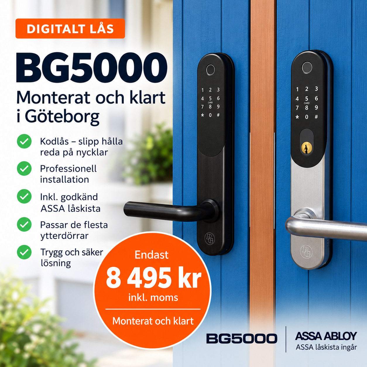 BG 5000 kodlås monterat & klart